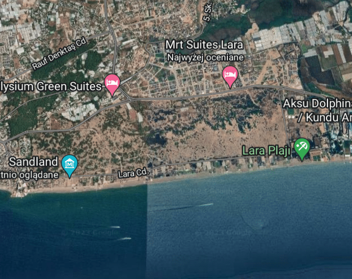 Piaszczysta plaża Lara, położenie na mapie, Antalya