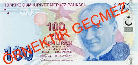 Banknot 100 lir tureckich 