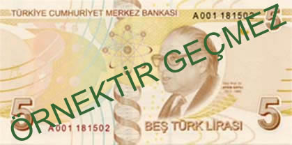 Banknot 5 lir tureckich 